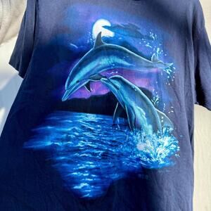 Vintage Single Stitch Dolphins Jumping T-Shirt, Made in USA